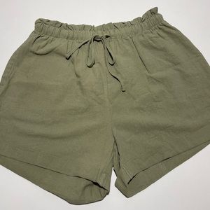 Olive paper bag shorts